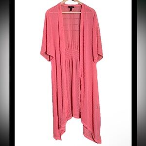 Torrid Cover Up Womens 3x Pink Open Swiss Dot Sheer Gauze Long Beach Vacation